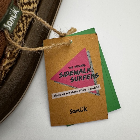 NWT Sanuk Original Sidewalk Surfers Chiba Jute Loafer Brown Men's Size 7 Vegan - Picture 8 of 12